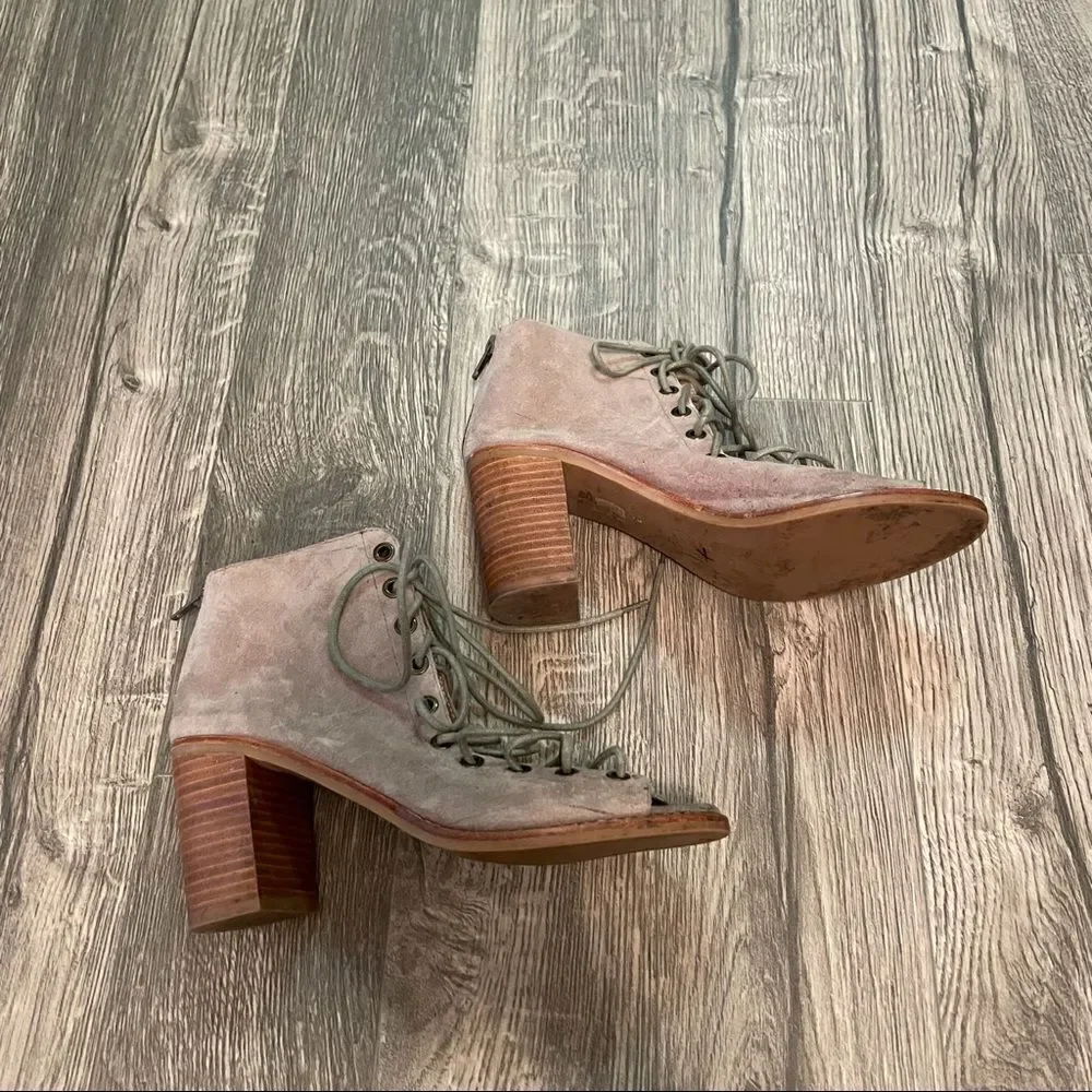 Revolve Jeffrey Campbell Cors Lace Up Booties Beige Suede